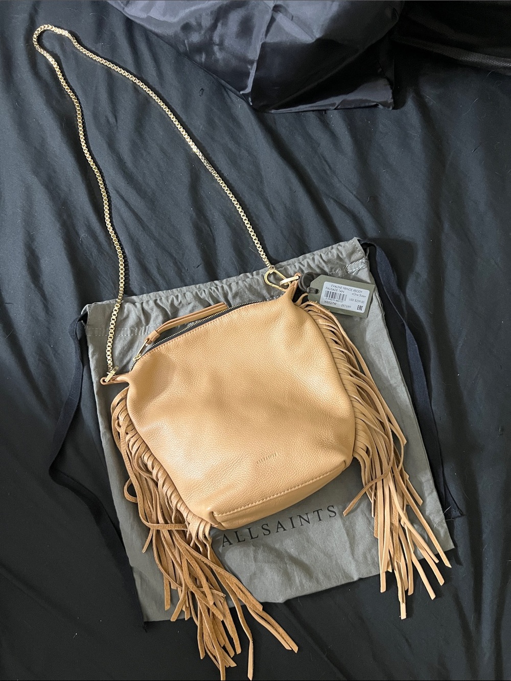 ALL SAINTS Evaline Fringe Crossbody - Palisade Tan - Picture 4 of 11